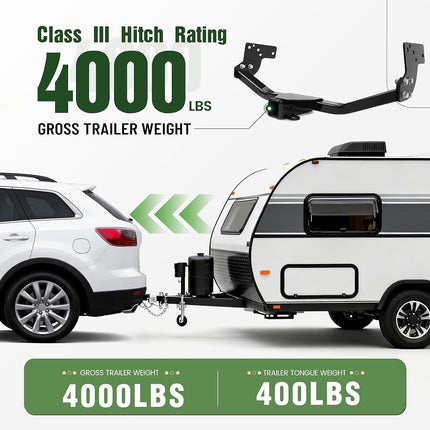 ALMULOO 2Inch Receiver Trailer Hitch Class 3 Compatible with 2007-2015 Mazda CX-9