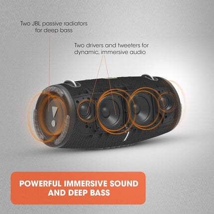 JBL Xtreme 3 Portable Bluetooth Speaker, Powerful Sound and Deep Bass, IP67 Waterproof, 15 Hours Playtime, Power Bank, PartyBoost for Pairing with Multiple Speakers (Black)