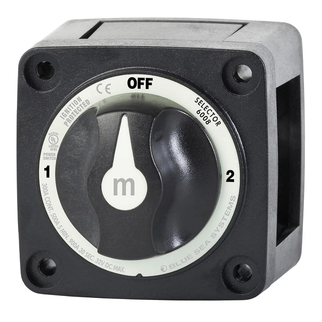 Blue Sea Systems Battery Switch m-Series Series 3 Position Selector, Black, 6008200