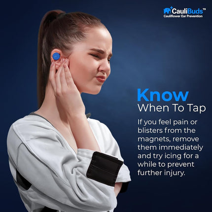 CauliBuds™ Cauliflower Ear Magnets - Premium Silicone Magnet Compression Kit for Cauliflower Ear Prevention & Treatment in BJJ, Wrestling, MMA, & Rugby - Minimize Ear Draining (Blue)