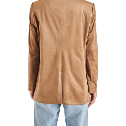 Steve Madden Apparel Women's Regular Imaan Suede Blazer, Macadamia, XL