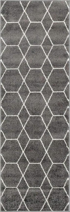 Tapis de couloir Unique Loom Trellis Frieze Collection, motif géométrique marocain à treillis moderne, bleu marine (0,6 x 1,8 m)