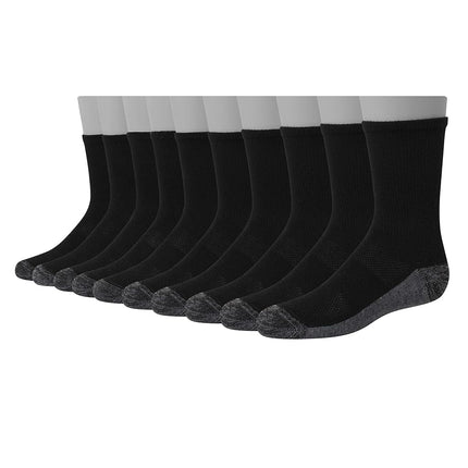 Hanes Ultimate Boys Crew, 10-Pack Black Medium
