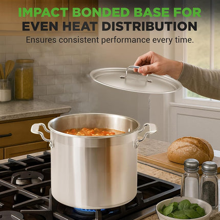NutriChef-Stainless Steel Stock Pot 14L with Lid, Large Cooking Soup Pot, Heavy Duty Induction Stockpot