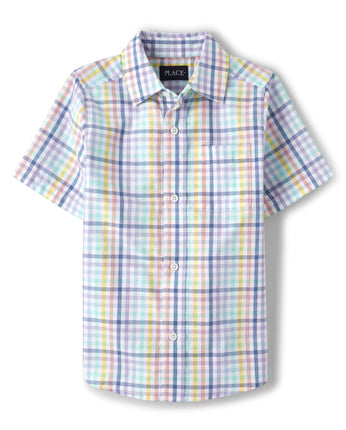 The Children's Place Big Boys' Short Sleeve Button