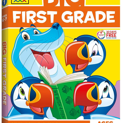 School Zone Big First Grade Workbook: 320 Pages, 1st Grade, Reading Comprehension, Phonics, Spelling, Vocabulary, Basic Math, Time, Money, Fractions, Ages 6 to 7