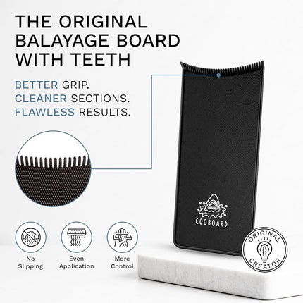 Authentic Cooboard Balayage Board with Teeth | Original Highlighting Paddle from The Maker of Cooboard Hair Highlighting Kit | Easy to Clean, Sturdy, Lightweight (Cooboard XL Black)