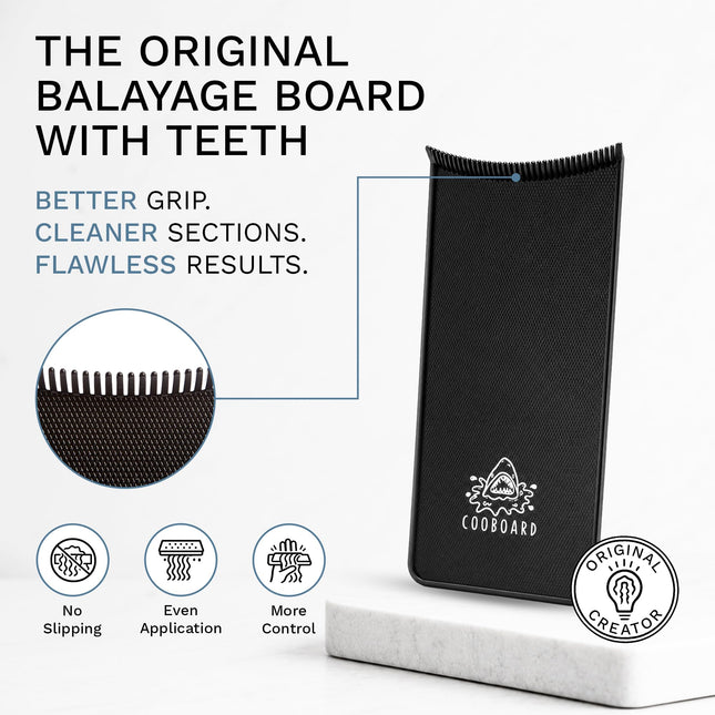 Planche de Balayage authentique Cooboard avec Dents | Palette de mèches originale du fabricant du kit de mèches Cooboard | Facile à nettoyer, robuste, légère (Cooboard XL Noir)
