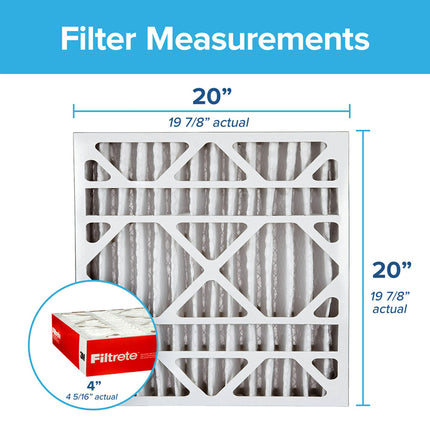 Filtrete 20x20x4, AC Furnace Air Filter, MPR 1000 DP, Micro Allergen Defense Deep Pleat, 2-Pack (actual dimensions 19.88 x 19.88 x 4.31)