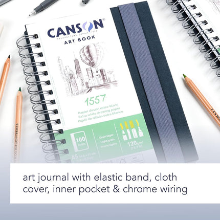 CANSON 1557 Art Book 120gsm A5 Portrait Notebook 50 White Sheets