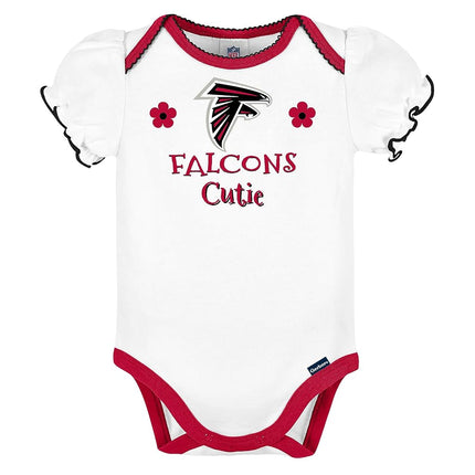 NFL Gerber Baby Girl's Standard 3 Pack Short Sleeve Onesie Bodysuit, Team Color, 3-6 Months