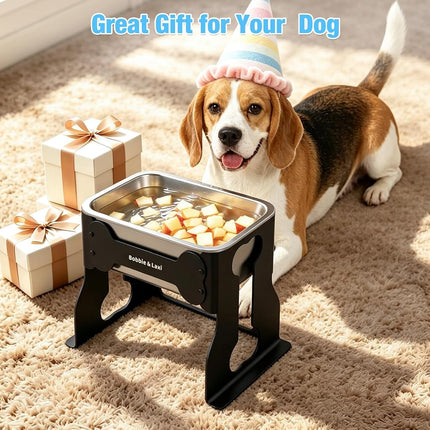 0.85 Gallon Dog Food Bowls Elevated, 10" Raised Dog Bowl with Stand for Medium Breed, Full Metal Feeding Station for Joint Pressure Relief, Easy Clean for Indoor Outdoor