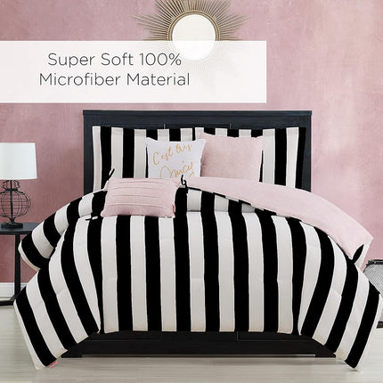 Juicy Couture Comforter Set, Polyester, Canaba Stripe Black, King