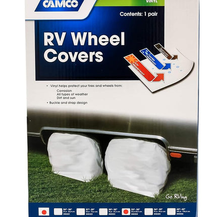 Camco 45324 Vinyl Wheel & Tire Protector, 2 pack (33 inches-35 inches, White)
