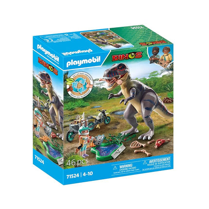 Playmobil 71524 Dinos: T-Rex Trace Path, thrilling search for the Tyrannosaurus Rex, with motorcycle, camera, and real dino bones, sustainable play sets suitable for children ages 4+