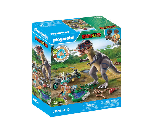 Playmobil 71524 Dinos: T-Rex Trace Path, thrilling search for the Tyrannosaurus Rex, with motorcycle, camera, and real dino bones, sustainable play sets suitable for children ages 4+