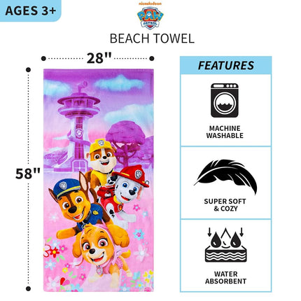 Franco Kids Super Soft Cotton Bath/Pool/Beach Towel, 58 in x 28 in, Paw Patrol Girls