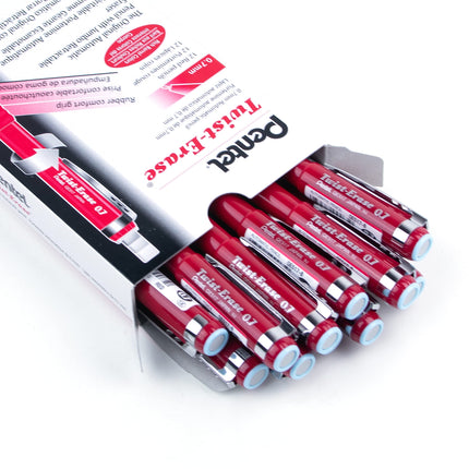 Porte-mine Pentel Twist-Erase III, 0,7 mm, corps rouge, lot de 12 (QE517B)