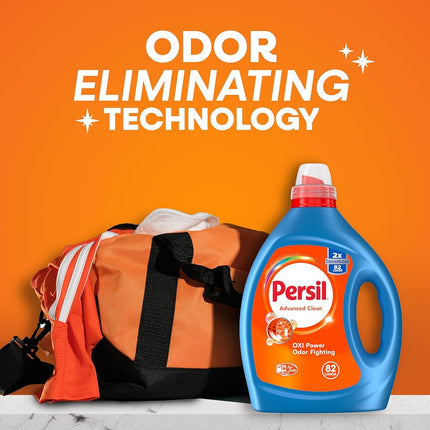 Persil Advanced Clean Oxi+Odor Power, Detergente Líquido para Ropa, Alta Eficiencia (HE), Eliminación de Manchas Profundas, Ultra Concentrado, 82.5 fl oz, 82 Cargas