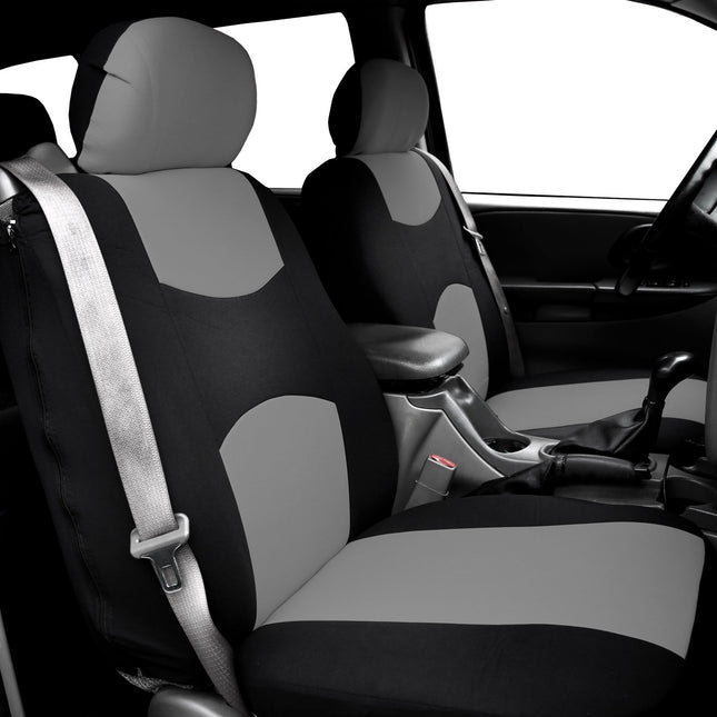 Funda de asiento de tela FH GROUP para asientos delanteros de cubo, funda de asiento de 1 pieza, ajuste universal, compatible con airbag, fundas de asiento para SUV, furgoneta, gris