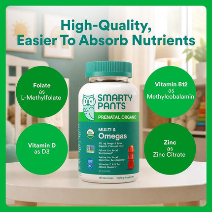 SMARTYPANTS Organic Complete Prenatal Gummies, 120 CT