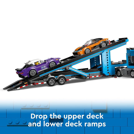 LEGO City Car Transporter Truck with Sports Cars, 4 Vehicle Toy Set for 7 Plus Year Old Kids, Boys & Girls, with Trailer and 4 Minifigures for Imaginative Play, Creative Gift Idea 60408