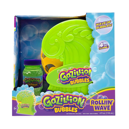 Gazillion Bubbles Gazillion Premium Rollin Wave Bubble Machine I Unleashes an Endless Flow of Bubbles I Includes safe non toxic 4oz premium solution I For Kids ages 3+
