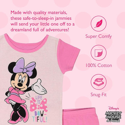 Disney Girls' Frozen Minnie Princess 6-Piece Snug Fit Cotton Pajamas, Unicorn Dreams, 3T