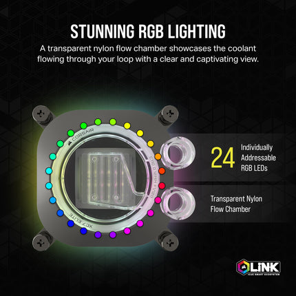 Corsair iCUE LINK XC7 RGB ELITE CPU Water Block - Transparent Flow Chamber - 24 RGB LEDs - Fits Intel® LGA 1700, AMD® AM5 and older - Stealth Grey