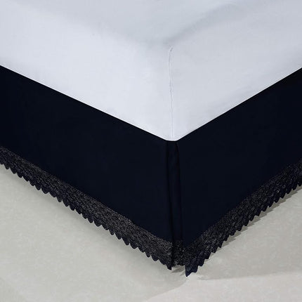 Elegant Comfort ™ Silky-Soft Luxury Lace Fringe Dust Ruffle/Bed Skirt Microfiber Platform Wrinkle and Fade Resistant with 15inch Drop