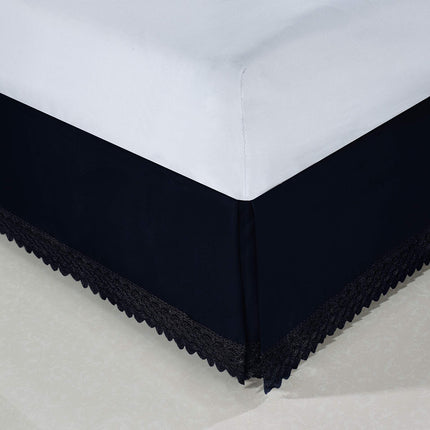 Elegant Comfort ™ Silky-Soft Luxury Lace Fringe Dust Ruffle/Bed Skirt Microfiber Platform Wrinkle and Fade Resistant with 15inch Drop