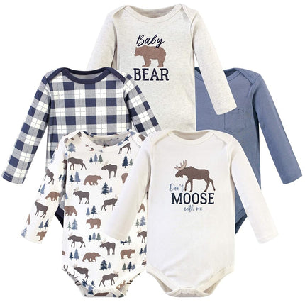 Lot de bodies à manches longues en coton unisexe Hudson Baby, Moose Bear, 6-9 mois