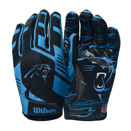 Guantes de fútbol americano Wilson NFL Stretch Fit - Carolina-Juvenil (WTF9327CA)