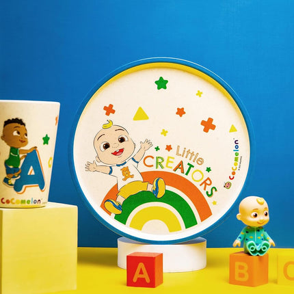 Zak Designs CoComelon Kids Dinnerware Set 3 Pieces, Durable and Sustainable Melamine Bamboo Plate, Bowl, and Tumbler are Perfect for Dinner Time with Family (JJ, Cody, Nina)