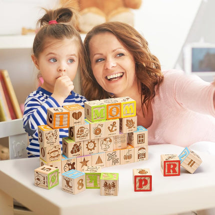 SainSmart Jr. Wooden Alphabet Building Blocks 1.73in, 30pc, Montessori 3+