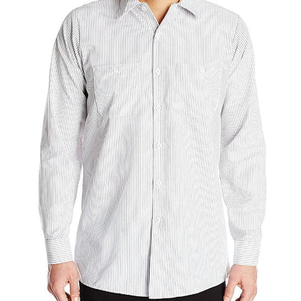 Red Kap Men's Long Sleeve Industrial Work Shirt, White/Charcoal Stripe, XX-Large