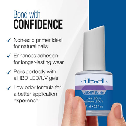 IBD LED/UV Bonder, 14 ml - MADE IN USA - Acid-free primer for natural nails - Maximum adhesion - Nail primer for gel and acrylic nails