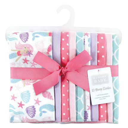 Hudson Baby Unisex Baby Cotton Flannel Burp Cloths, Mermaid, One Size