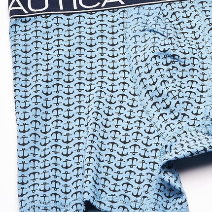 Nautica Men's 3-Pack Classic Cotton Stretch Boxer Briefs, Black/Aero Blue/Anchor Printaero Blue, M