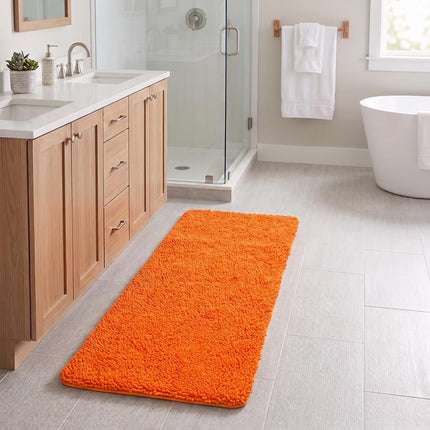 Tapis de bain shaggy en mousse à mémoire de forme Bedford Home, 60 x 150 cm, orange