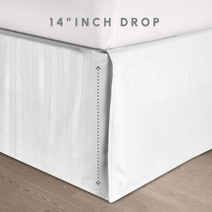Elegant Comfort Silky Soft 8-Piece Dobby Stripe Bed-in-a-Bag Comforter Set, Includes 4pc Smart Sheet Set, Bed Skirt, Comforter, Matching Pillowcases and Shams - Twin/Twin XL, White