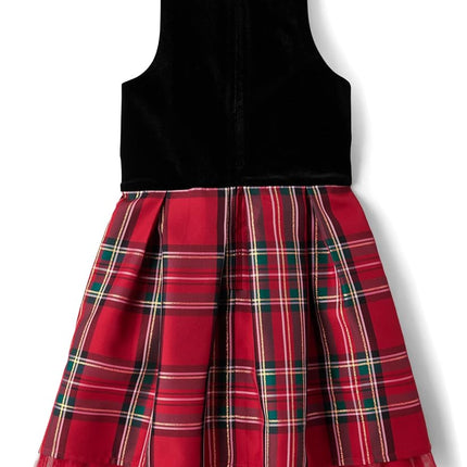 The Children's Place Vestidos elegantes sin mangas para niñas, Velour clásico a cuadros rojos, 5, Velour clásico a cuadros rojos, 5
