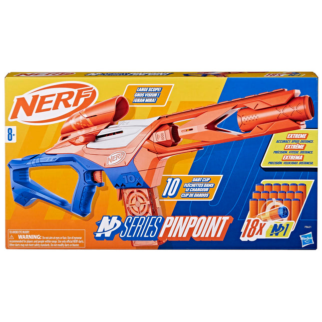Nerf N Series Pinpoint Dart Blaster, 18 N1 Darts Compatible Only N Series Blasters, 10-Dart Clip, Blaster Gifts for Kids