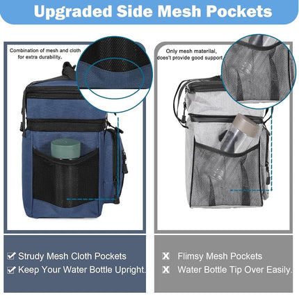 Double Deck Insulated Lunch Box, Expandable Large Lunch Bag Leakproof Cooler Bag Lunch Pail for Men Women Adults Work Shifts Travel Daytrip,16L,Blue