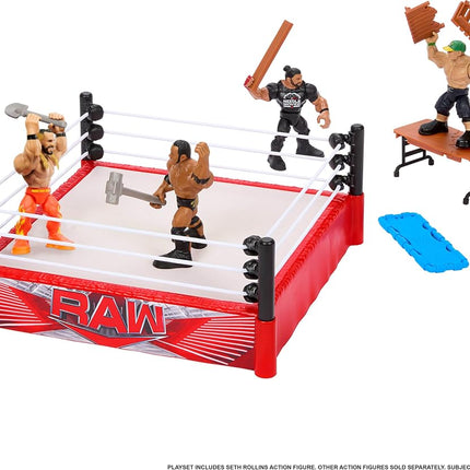 WWE Knuckle Crunchers Action Figure & Rebound Ring Playset, Includes 2.5-inch Seth Rollins Figure with Crunching Joints, Accessories & Flex Mat Technology, JFK77