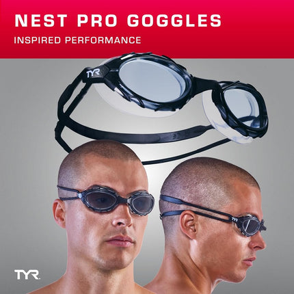 TYR Unisex Adult Nest Pro Performance Goggles - Clear/Clear/Clear, Medium