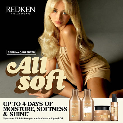 Redken All Soft All-In Mask, Deep Conditioning Hair Treatment for Dry and Brittle Hair, Delivers Up to 12x Softer Hair and 4 Days of Moisture with Argan Oil and Glycerin, 250ml