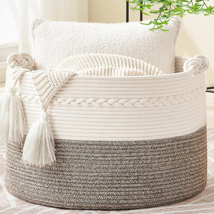 KAKAMAY Large Blanket Basket (20"x13"),Woven Baske