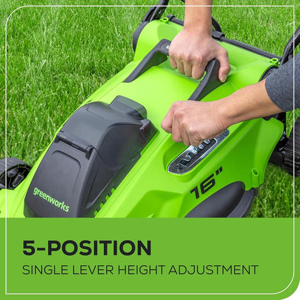 Greenworks 40V 16" Brushless Cordless (Push) Lawn Mower + Blower (350 CFM) + 13" String Trimmer (Bonus Spools), 4.0Ah + 2.0Ah Battery and Charger Included (75+ Compatible Tools)
