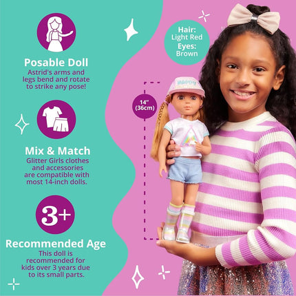 Glitter Girls 14-Inch Fashion Doll Astrid, Poseable Camping Outfit, Dolls